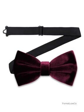 Velvet Bow Tie Men's Pretied Clip-On Adjustable Neck Strap Formal Tuxedo